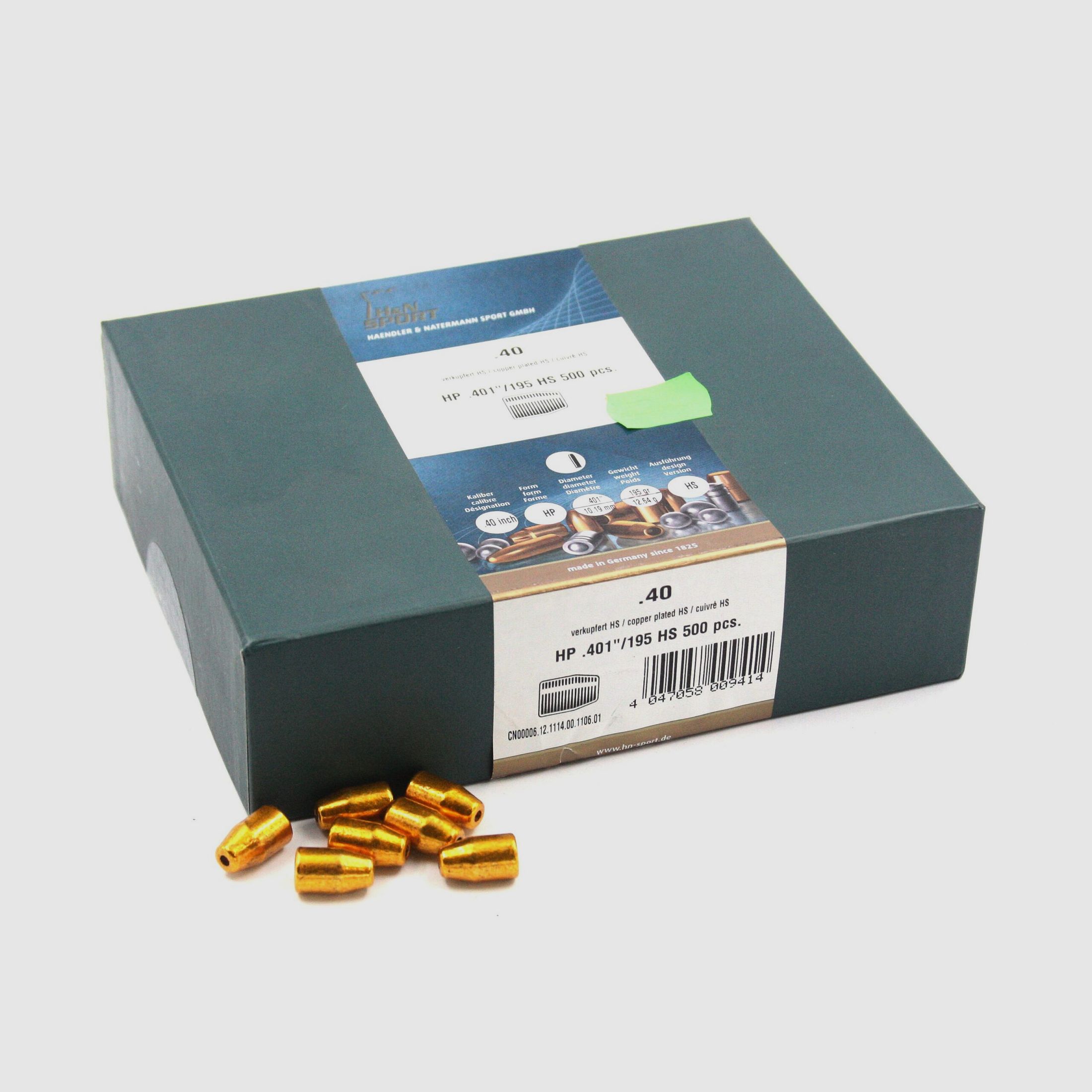 Pistol/Revolver Bullets, H+N .401 SWC TC, 195gr, 500 pcs, .40 S&W