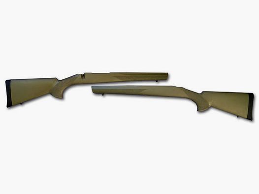 Howa-1500 HOGUE OVER-MOLDED Full Rubber Stock "Olive Green" with Full Length Aluminium Bedding Block for Heavy Barrel