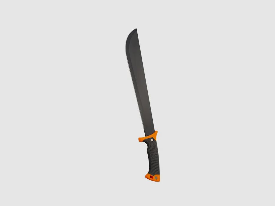 Bolo machete with sheath, ABS handle, orange / black