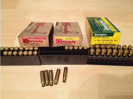 6.8 mm SPC 34 rounds + cases BELOW dealer price! Hornady Remington
