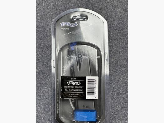 Revista Walther 18 disparos, fondo de aluminio azul * PDP Compact**, PPQ M-Series
