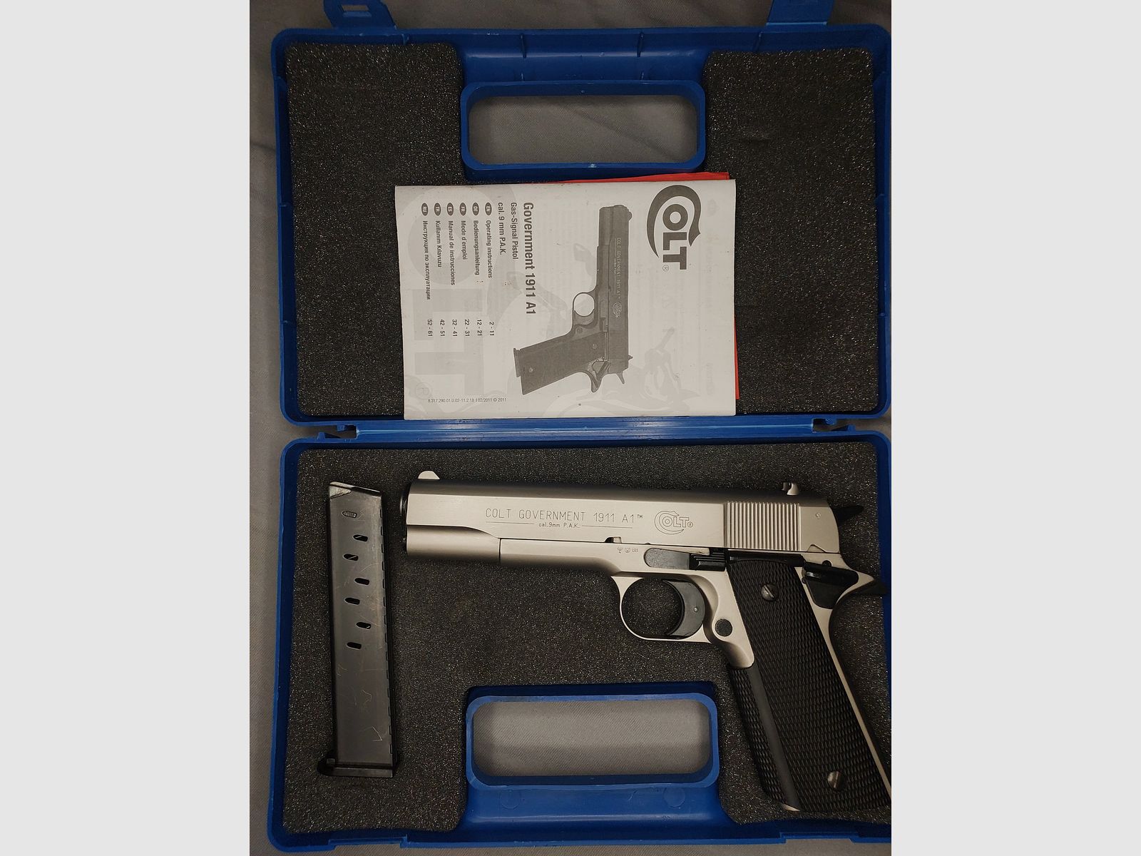 Colt Government 1911 A1 Pistolet alarmowy 9mm P.A.K. Nikiel (PTB 774)