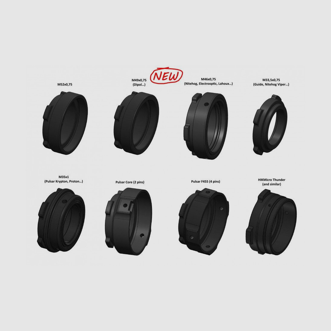 Rusan modular connector MCR for night vision device connector: M52x0.75 (e.g. Iray, Dedal, Leica Calanox, Jahnke)