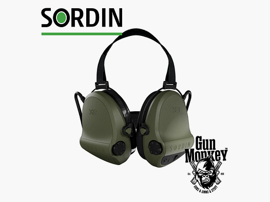 Sordin X2 neckband hearing protectors, gel, green (301006-20G)