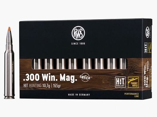 RWS 2408474 cartridge .300 Win. Mag. HIT Short Rifle 10.7g 165grs. Lead-free