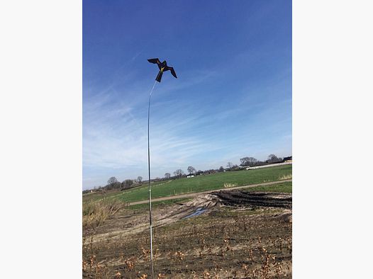 Windrotierende Vogelscheuche mit 4m Mast