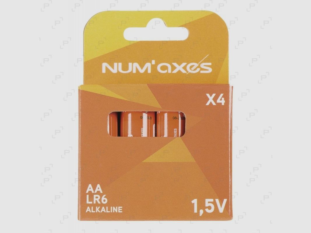 Blister mit 4 alkalischen Batterien NUM'AXES LR06 1,5V