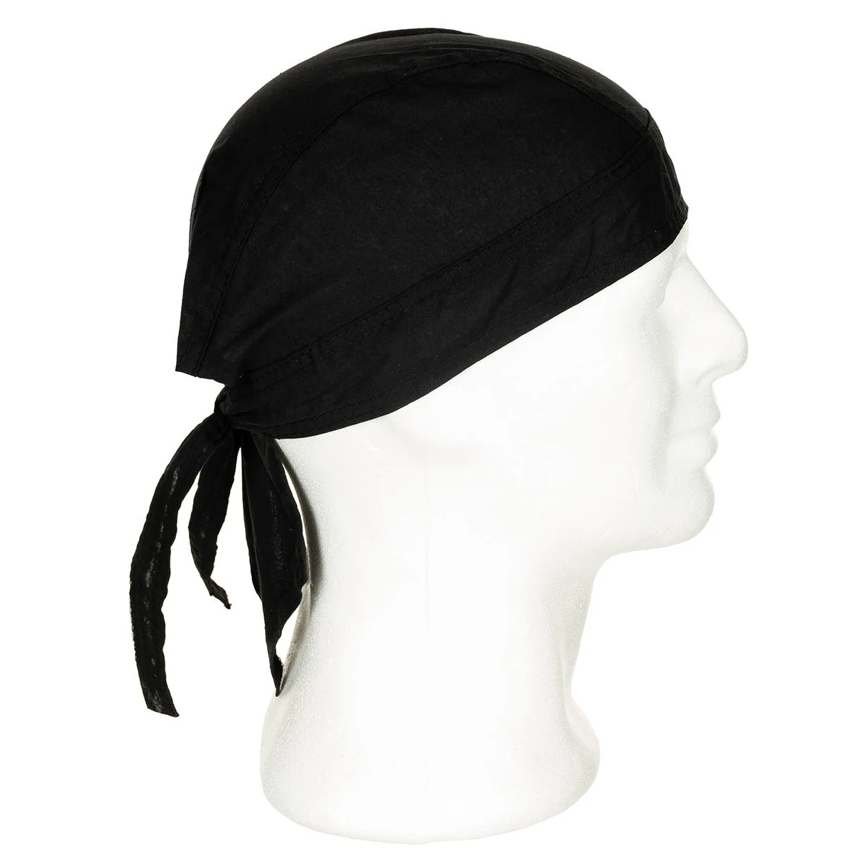 Zwarte hoofddoek, achter op het hoofd vastgebonden