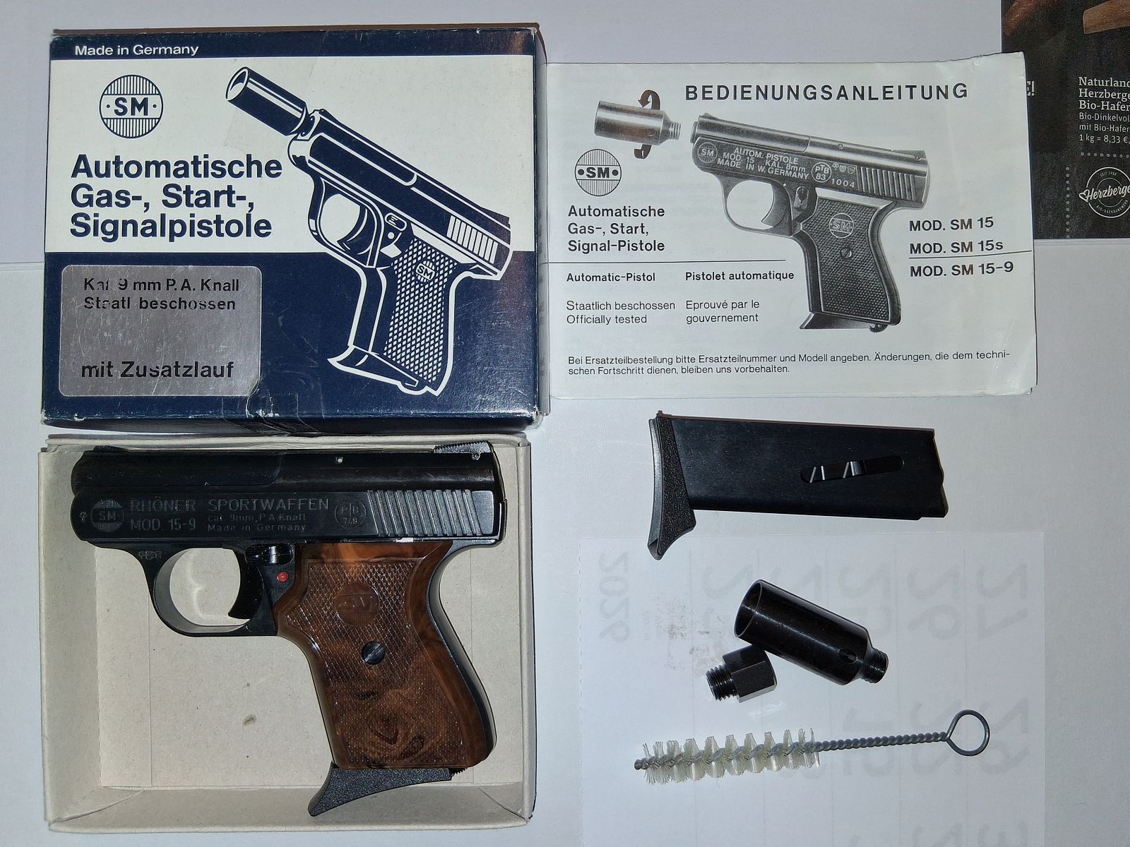 Kolekcjonerzy, uwaga!!! Rarytas!!! Rhöner SM 15-9 kal. 9 mm P.A.K. PTB-748, magazynek zapasowy, stan TOP