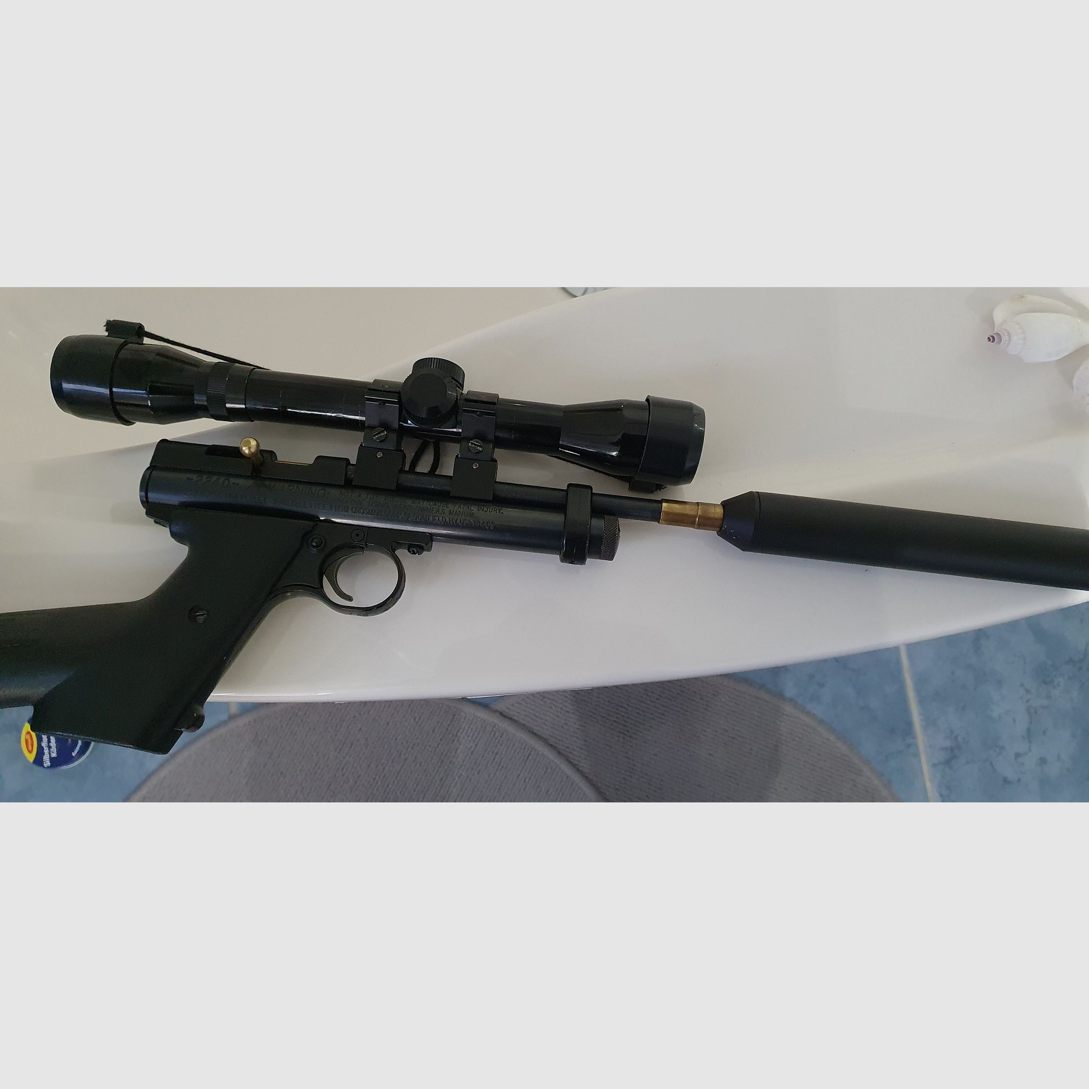 Crosman 2240 + Langschaft+Schalldämpfer (F)+ Zielvernrohr 4X32 Japan