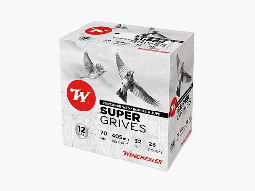 LOT DE 5 BOITES DE 25 CARTOUCHES WINCHESTER SUPER GRIVES CAL 12 -32G BJ - PB 7.5