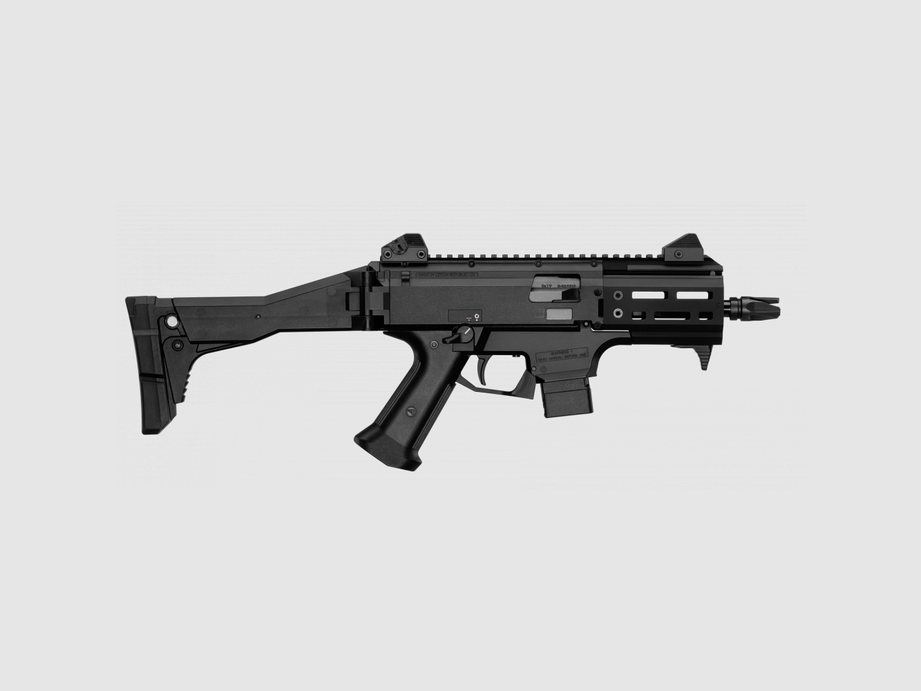 rifle semiautomático CZ Scorpion EVO 3 S2 Micro, 9mm Para, con culata plegable y deslizante