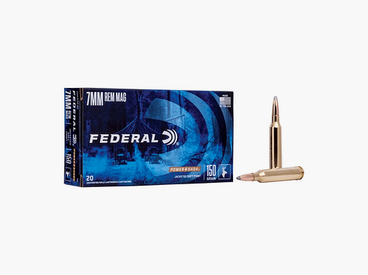 FEDERAL – 7MM REM MAG | JACKETED SOFT POINT | 150GR | POWER-SHOK | 7RA