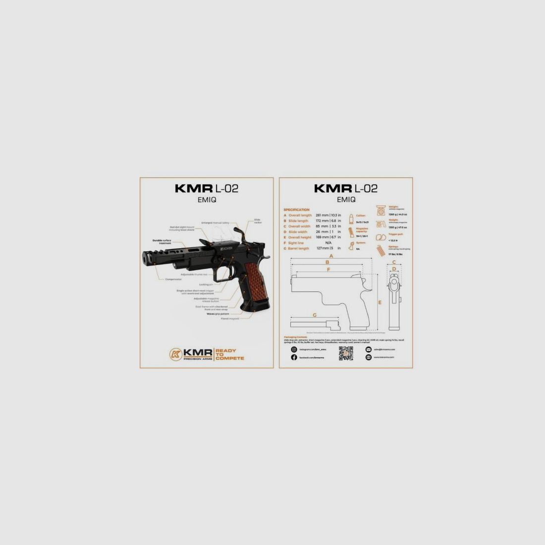 KMR Precision Arms Pistole Mod. L-02 EMIQ OR -5' 9mmLuger