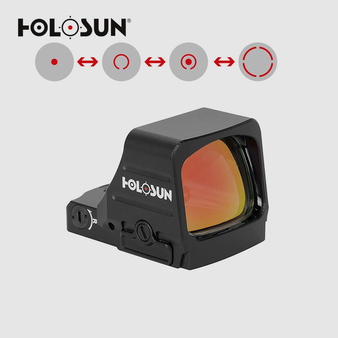 HOLOSUN HS507COMP Offenes Reflex Rotpunktvisier + wechselbarem 2MOA Punkt, 8/20/32MOA Kreis Absehen, schwarz, Jagd, Sportschießen Softair, tactical mini