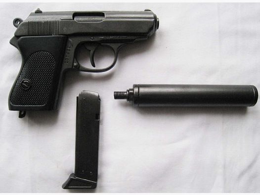 PPK PISTOLE MIT SCHALLDÄMPFERDEKO WAFFE DENIX - Ref.1311