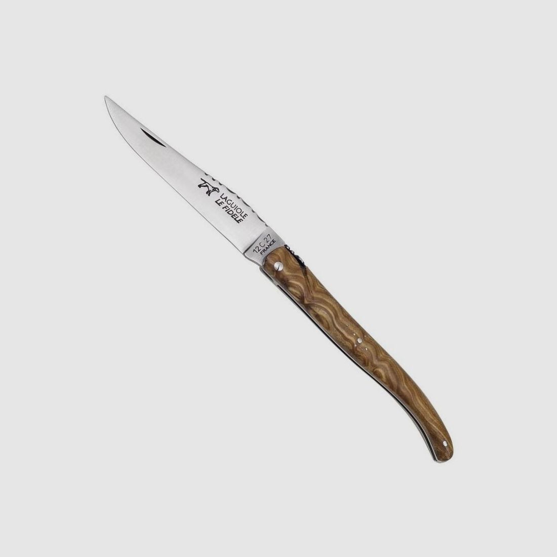 Laguiole Taschenmesser geschmiedet Olivenholz §42a konform legal führen