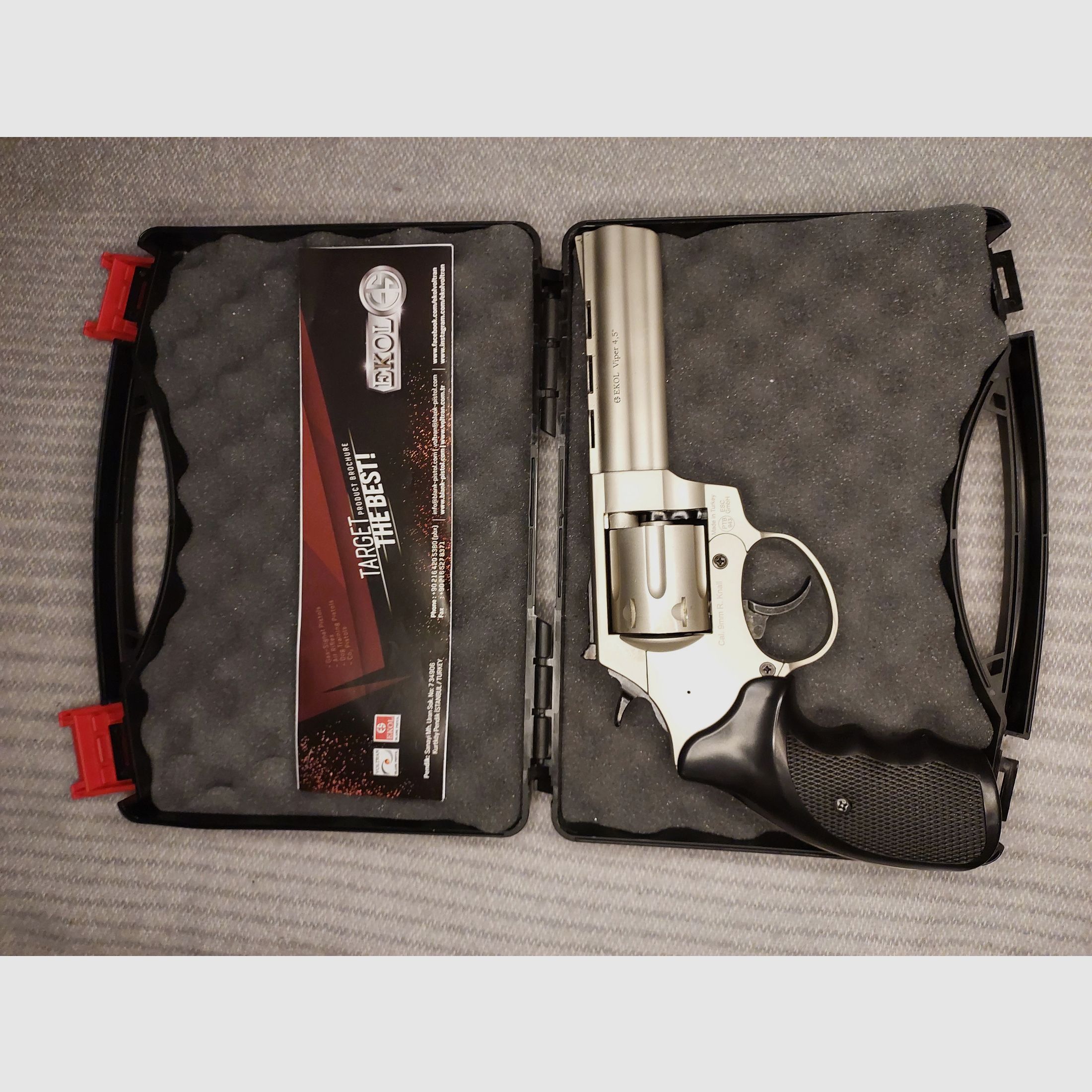Ekol Viper revolver à blanc de 4,5 pouces nickelé 9 mm R.K. (PTB 1003)