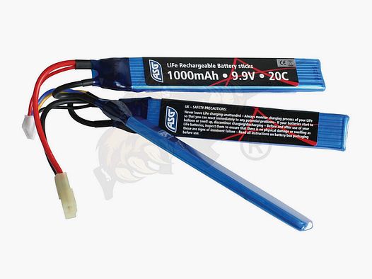 Airsoft LiFePo Akku 9.9V 1000mAh, 20C dreiteilig - Mini Tamiya - Strike Systems