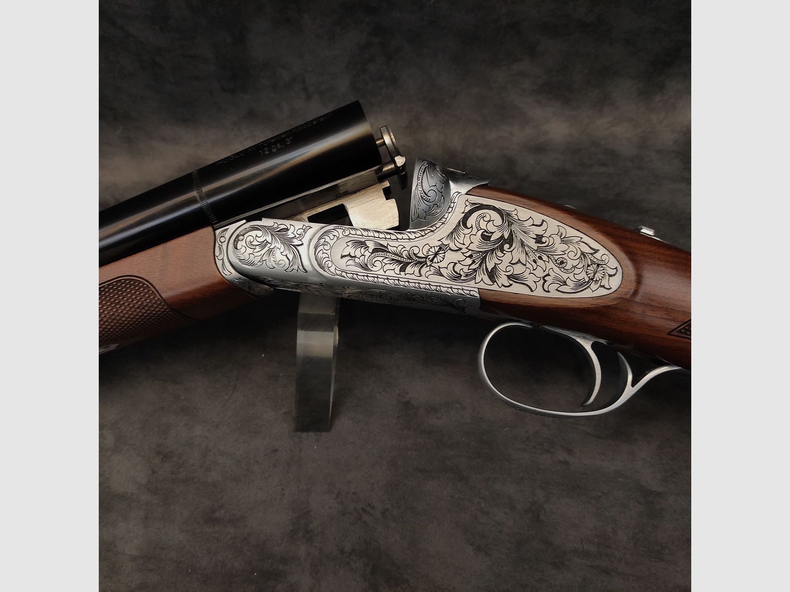 Huglu	 Huglu Kal.12/76  Mod.200AC Silber voll Graviert "Coachgun"