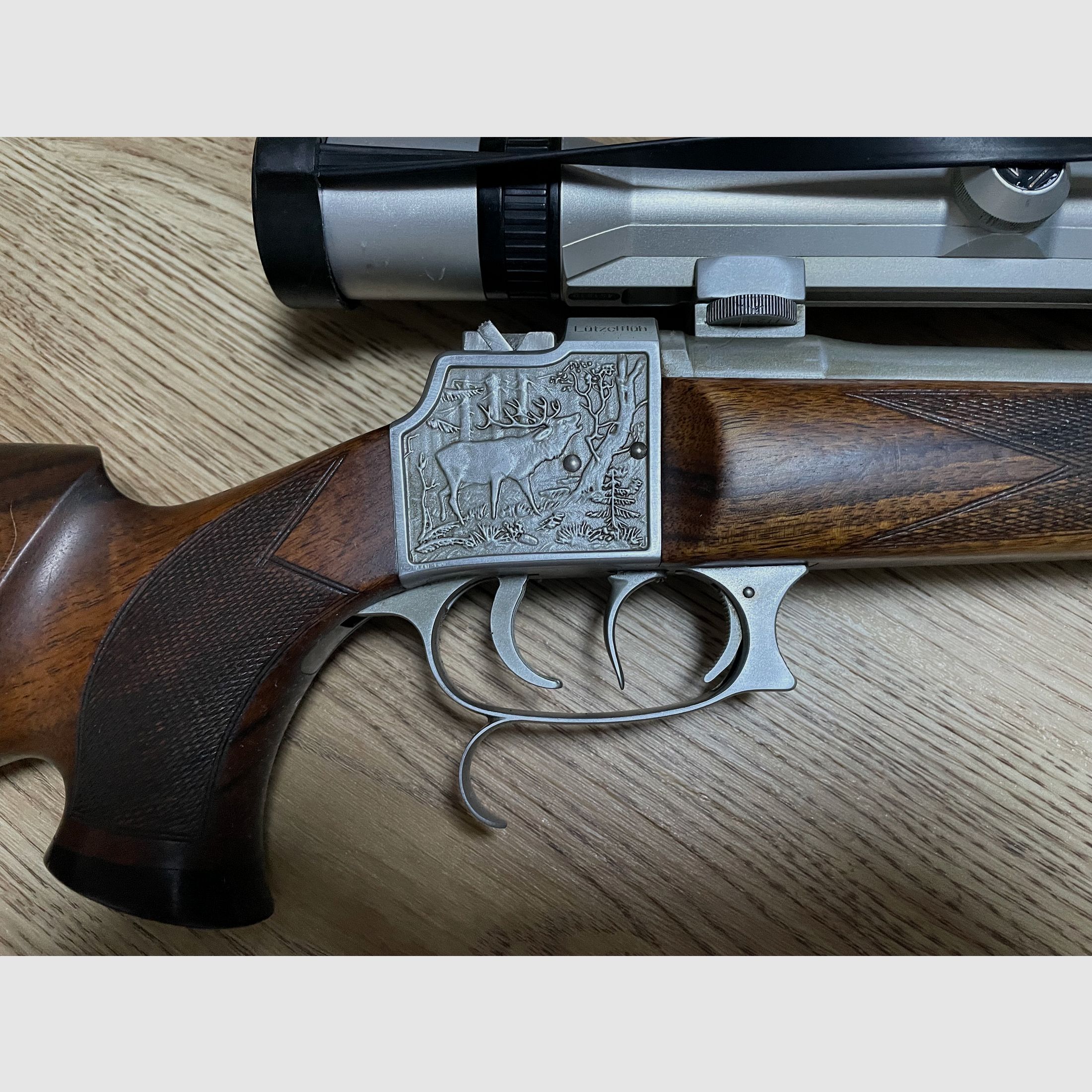 Wüthrich Blockbüchse 7.65 R, Linksschaft mit ZF Zeiss 