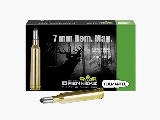 7 mm Rem. Mag. Partie de base à enveloppe partielle 9,4g/145grs. Brenneke