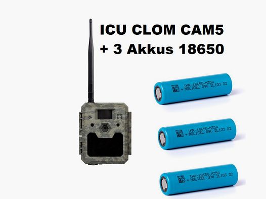 ICU CLOM CAM6 Wildkamera inkl.3x 18650 Akkus+2000 Coins