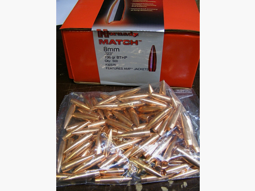 8mm/.323/196 Hornady Match BTHP 100 Stk No. 32375