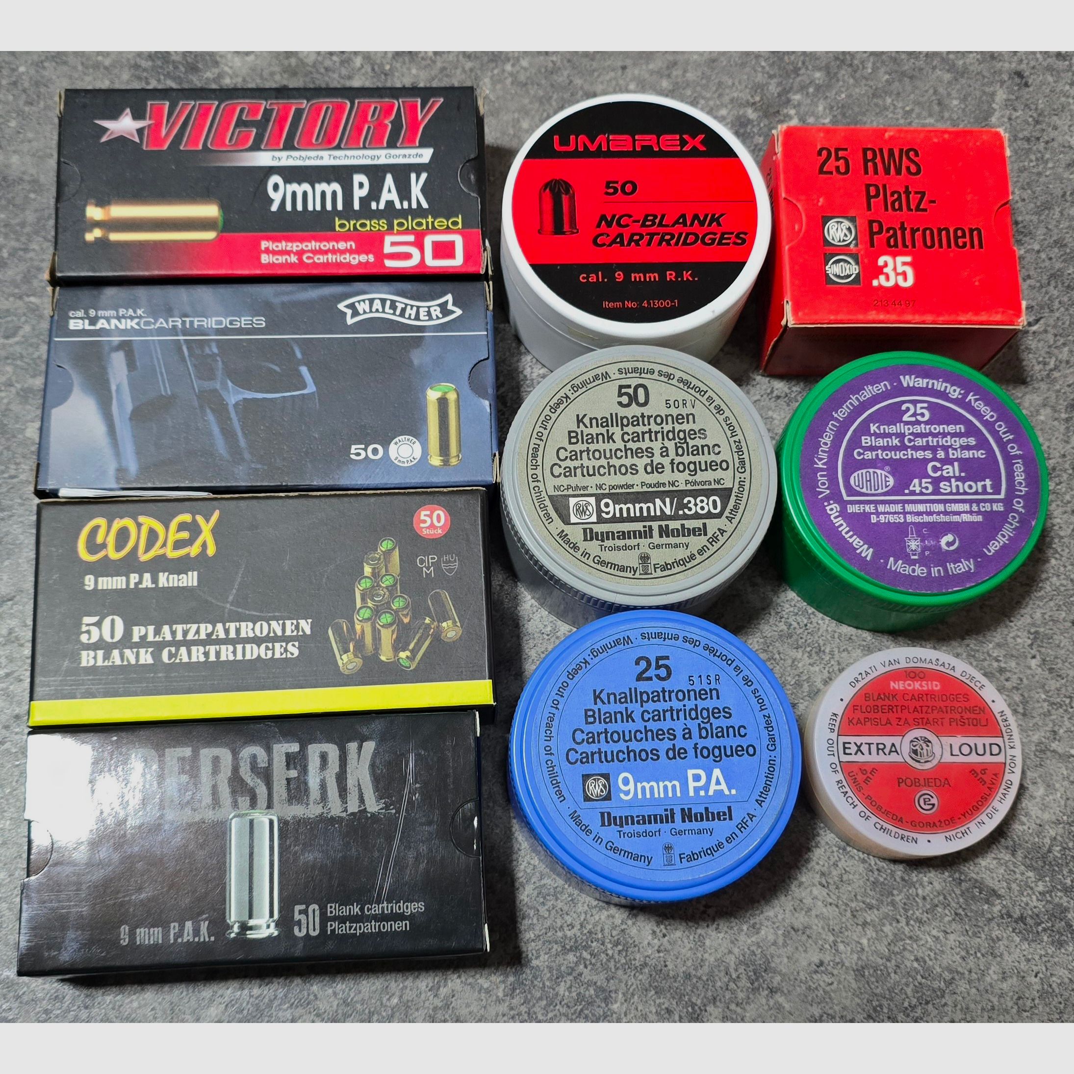 Kapiszony 9mm PAK 9mm RK .35 .45 Short Walther Skullfire RWS Berserk