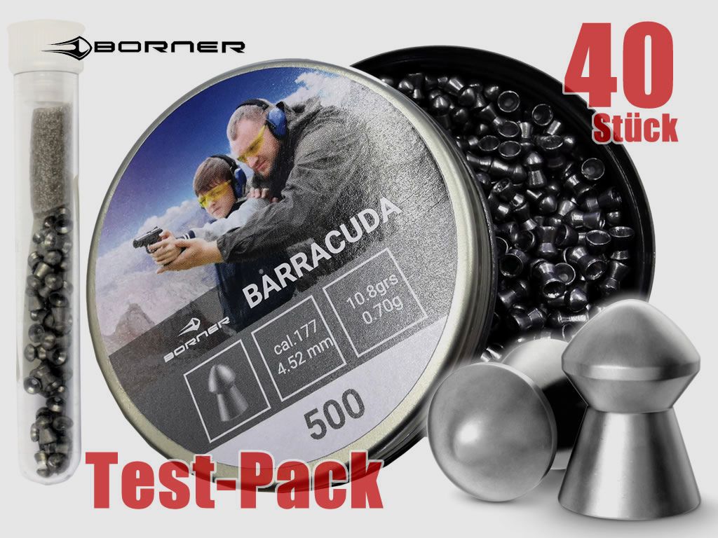 Testpack Rundkopf Diabolos Borner Barracuda Kaliber 4,5 mm 0,70 g glatt 40 StĂĽck