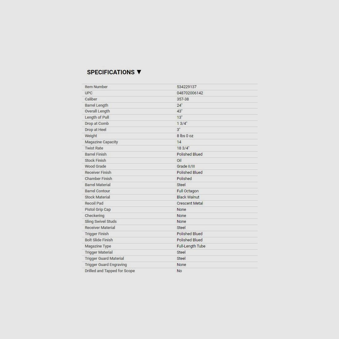 Winchester 1873 Sporter Octagon Pistol Grip (MIROKU FABRICATION) En Stock