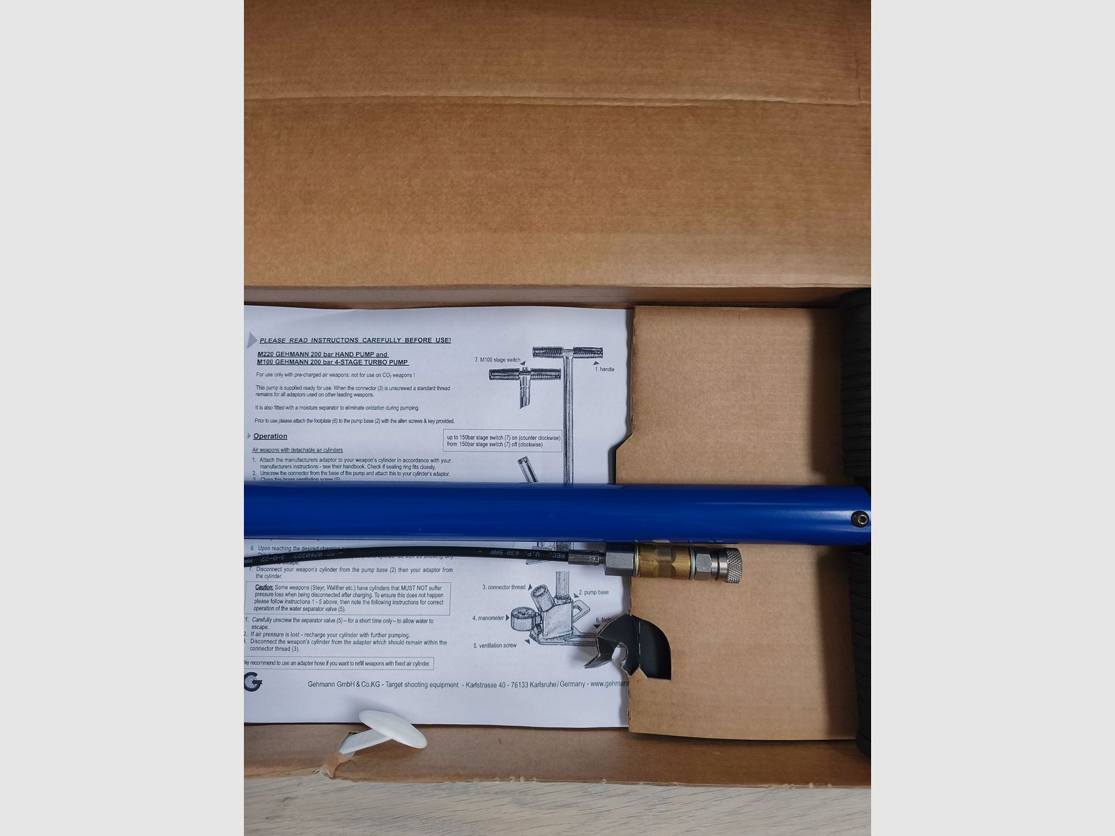 Pistola ad aria compressa Huben GK 1 Set silenziatore - come nuova, pompa