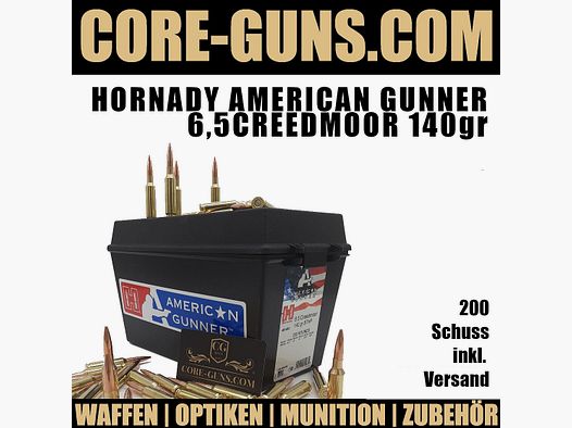 Hornady American Gunner 6,5Creedmoor 140gr BTHP 200 Schuss in Plastikbox
