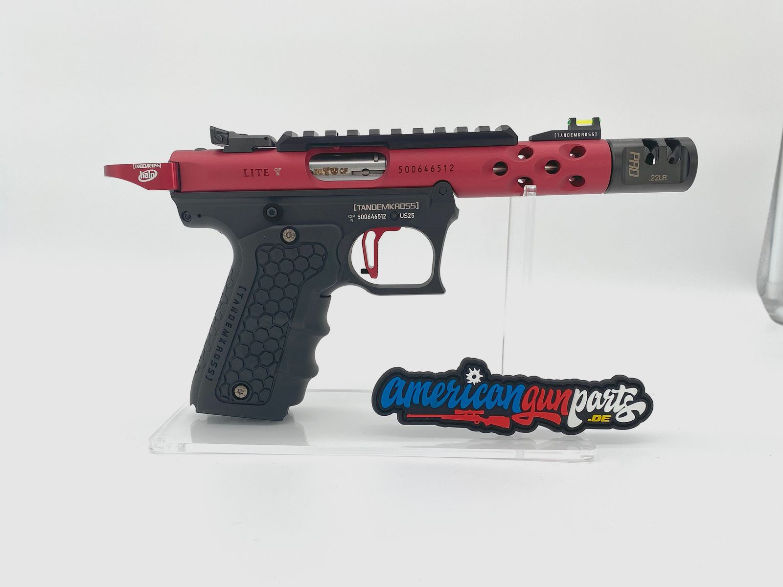 Tandemkross TANDEMIZED Ruger Mark IV 22/45 Race Gun - czerwony górny element 43910, czarny dolny element, czerwone elementy sterujące