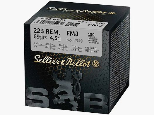 Sellier&Bellot FMJ 4,5g/69grs à100 .223 Rem.
