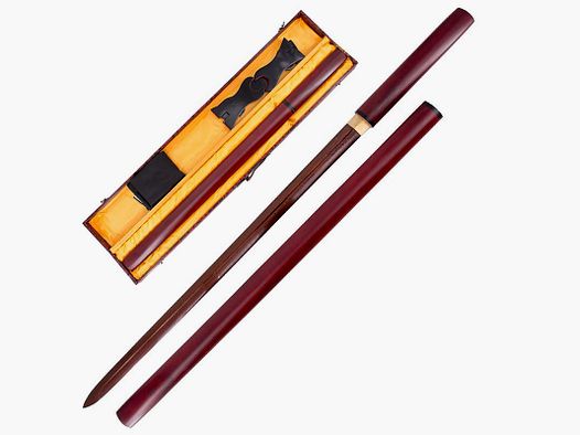 Katana Shirasaya Damast Rot inklusive Holzkiste