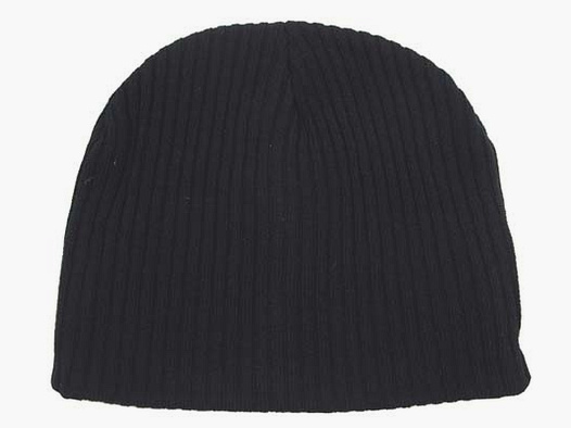 Knitted hat, "BEANIE", ribbed, acrylic, black, extra short