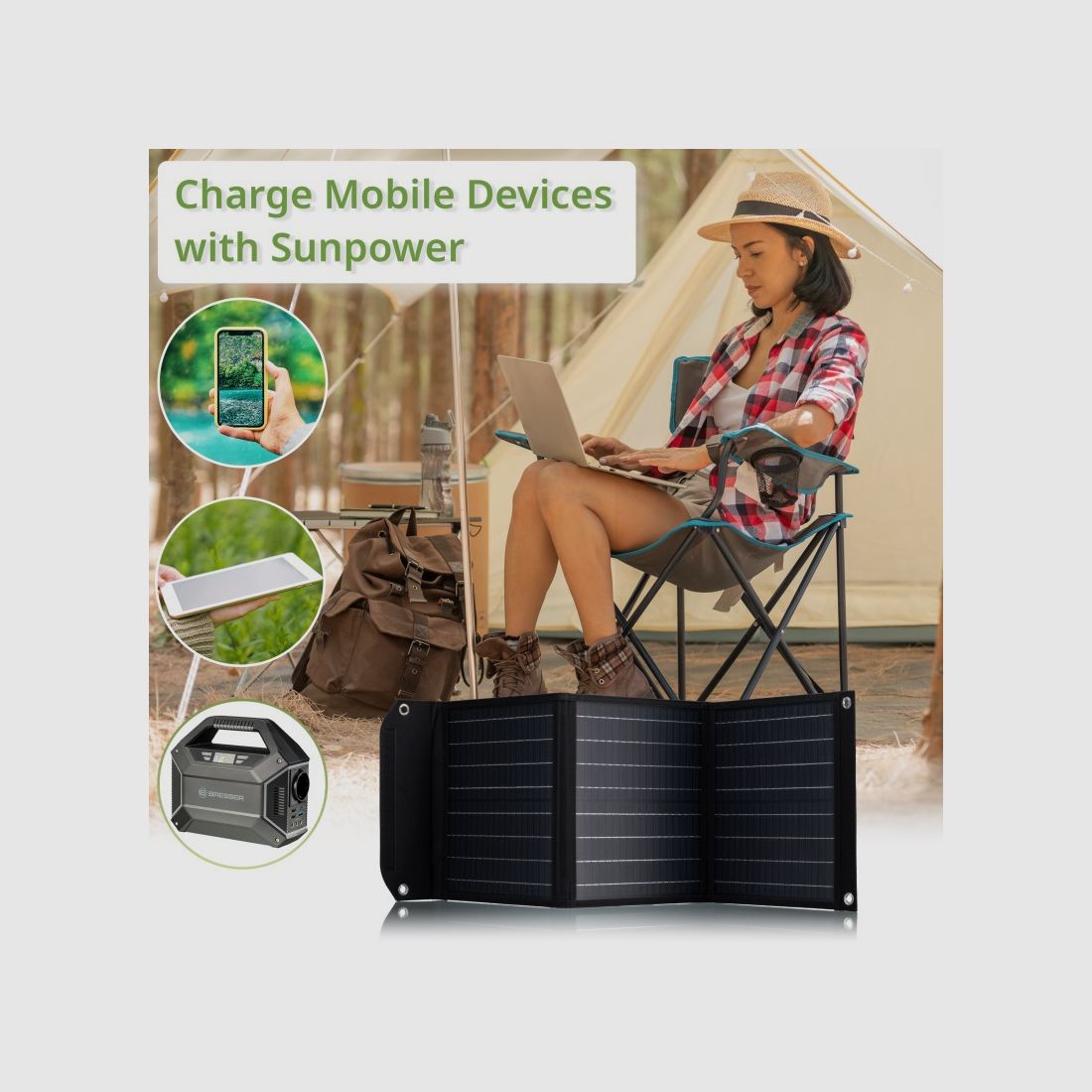 Mobiles Solarladegerät BRESSER mit 40 Watt und USB- und DC-Ausgang, Bild 3 von 17