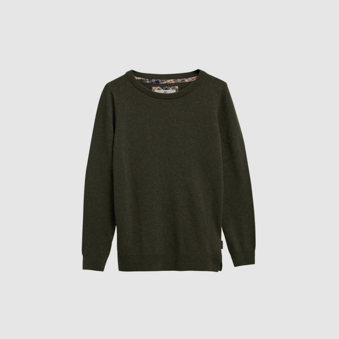Barbour D-Strick-Pullover Pendle Crew | olive/birchwood tartan, Bild 1 von 12