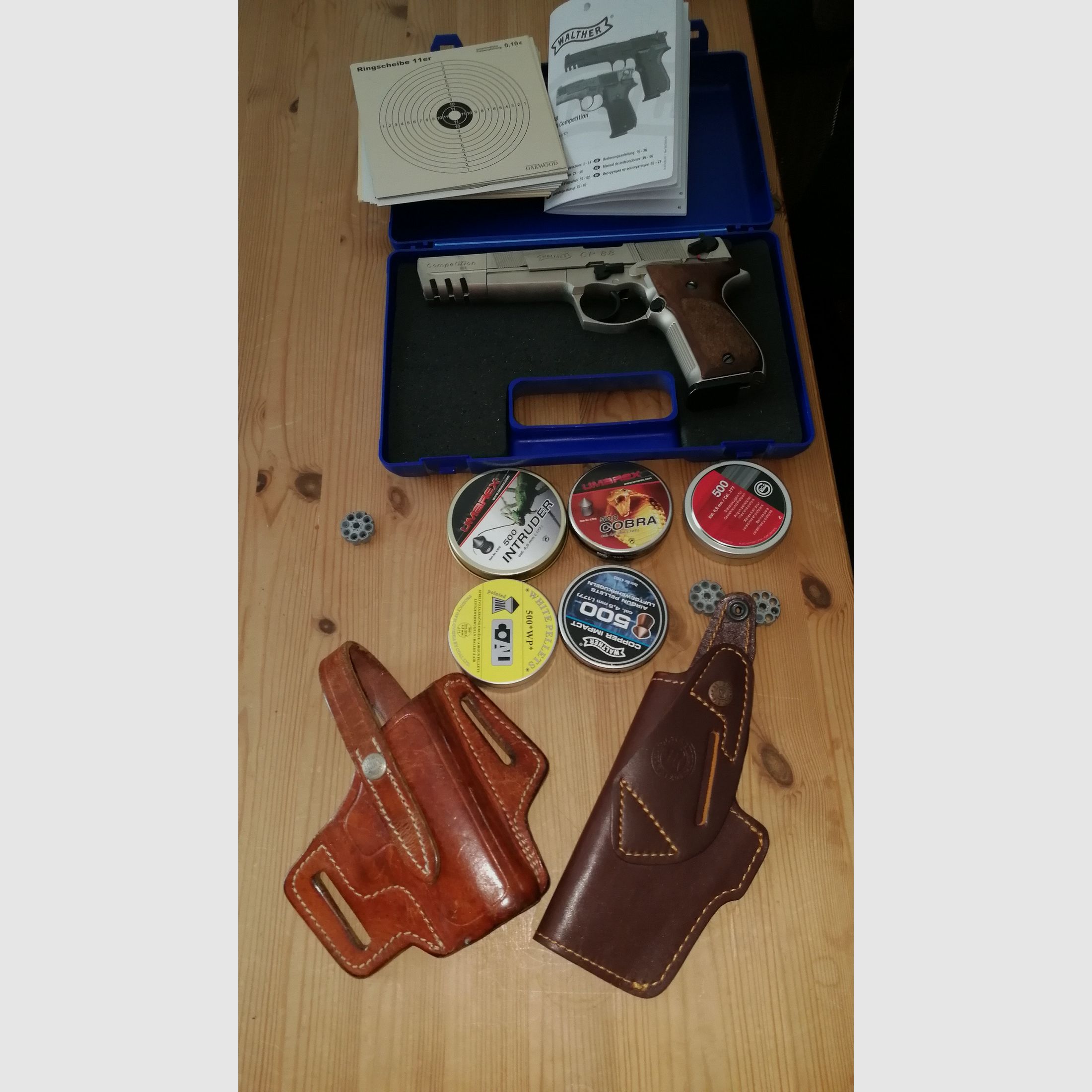 Walther CP 88 vernickelte Luftpistole mit viel Zubehör