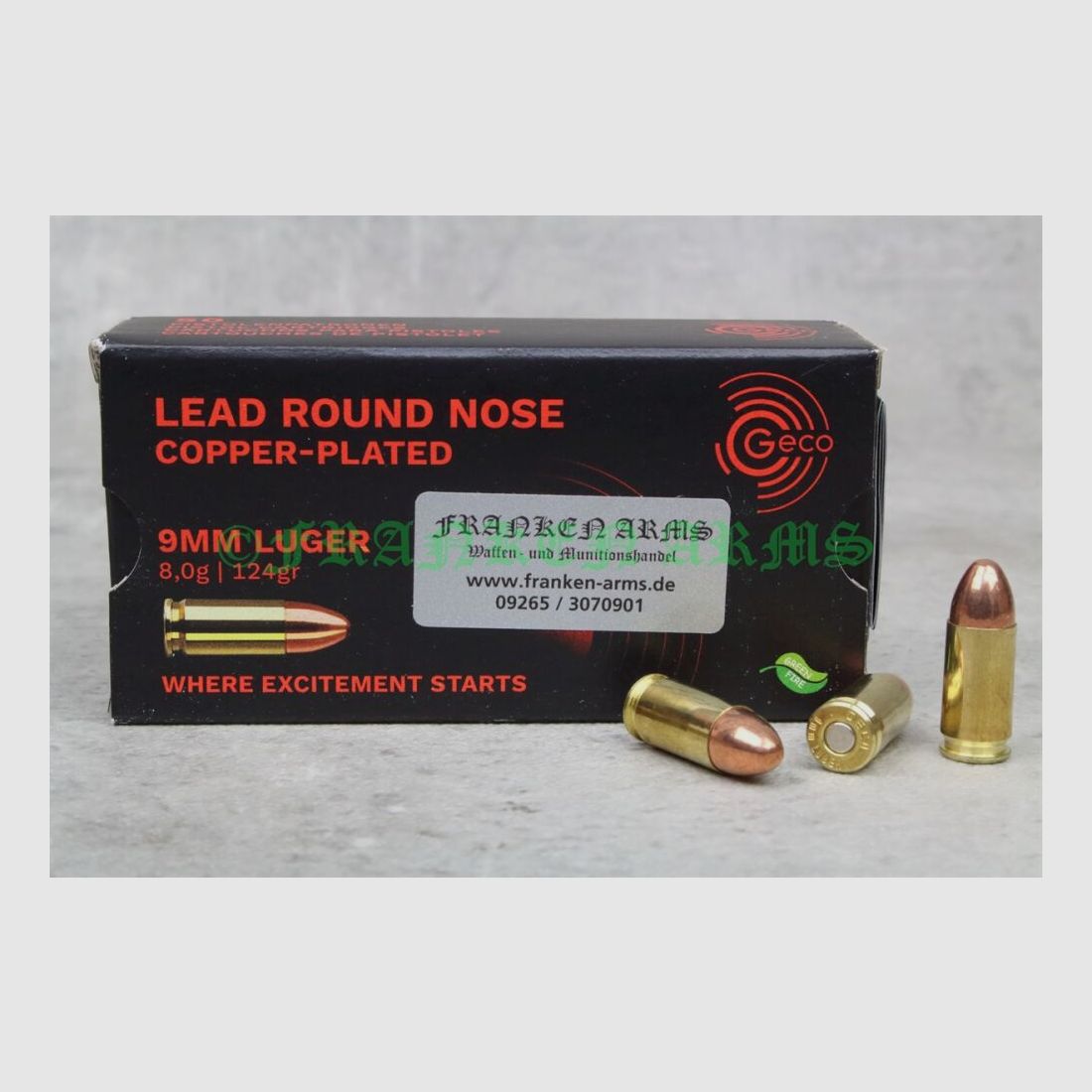 Geco 9mm LRN recubierto de cobre 124gr. 8,0g 50 piezas precios por cantidad