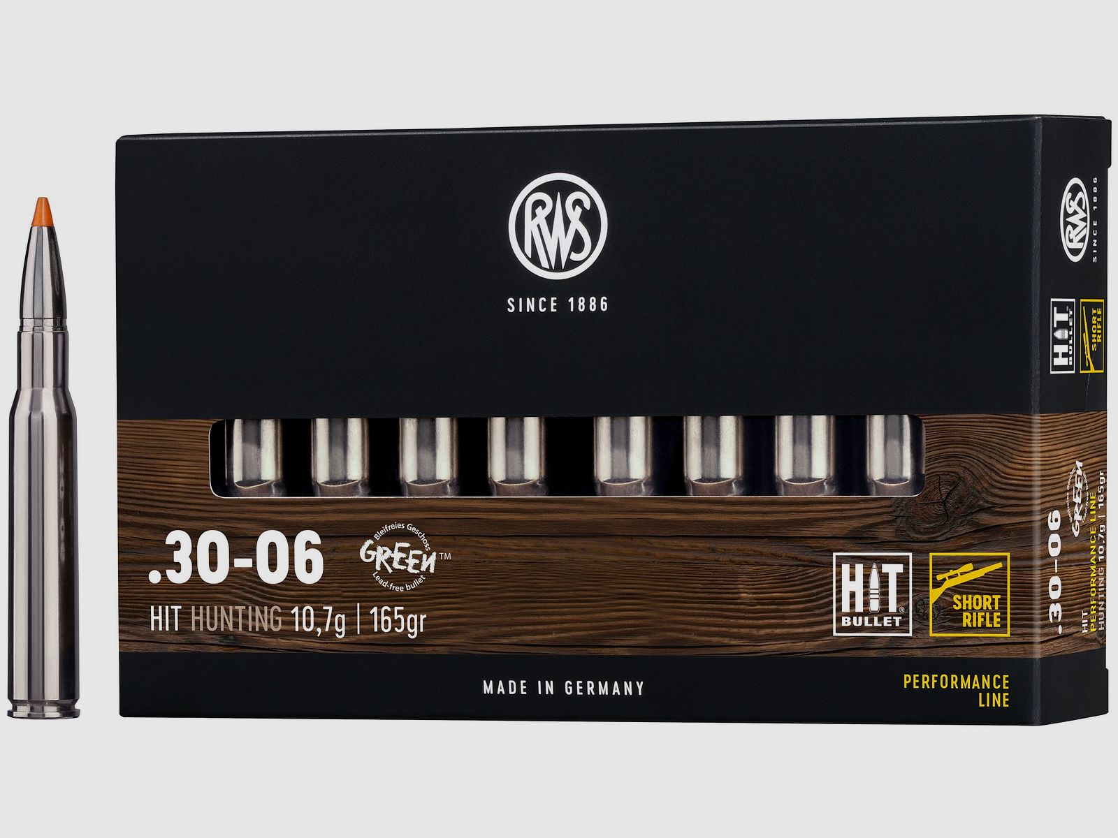 RWS Cartuchos de rifle Hit Short Rifle .30-06 Spr. 165 grains