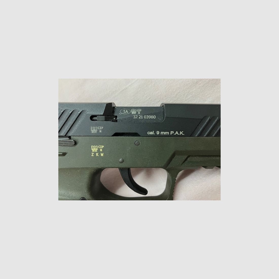 SIG SAUER P320 OD-GREEN, cal. 9mm P.A.K. PTB Nr. 1038