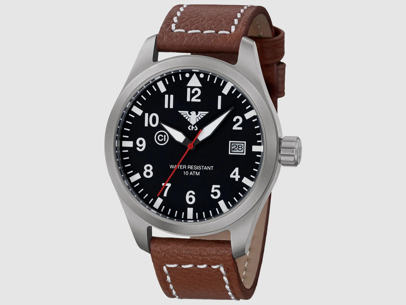 KHS KHS Uhr Airleader Steel Büffellederband braun