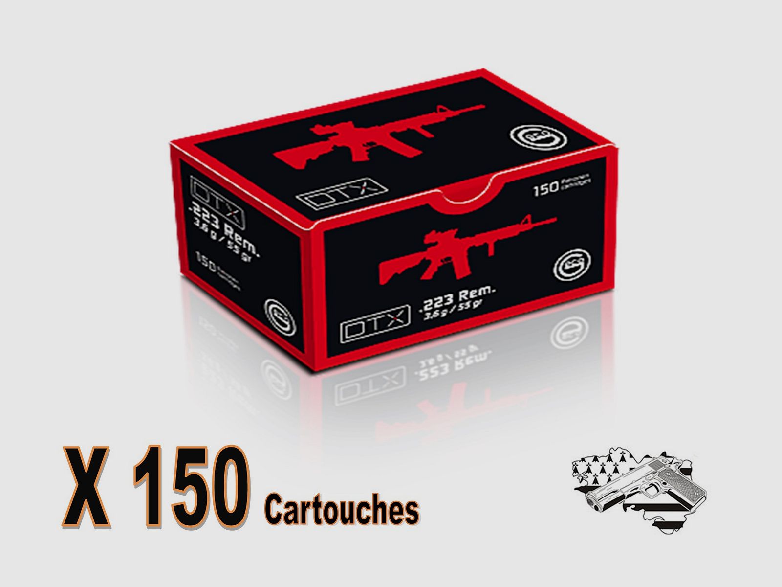 GECO .223 Rem FMJ DTX 55 grs Box mit 150 Patronen, Bild 1 von 3
