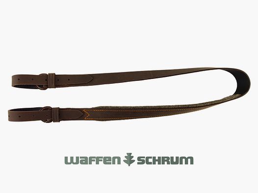 Sangle de fusil AKAH en cuir - effet pull-up marron 35MM avec sous-couche en feutre