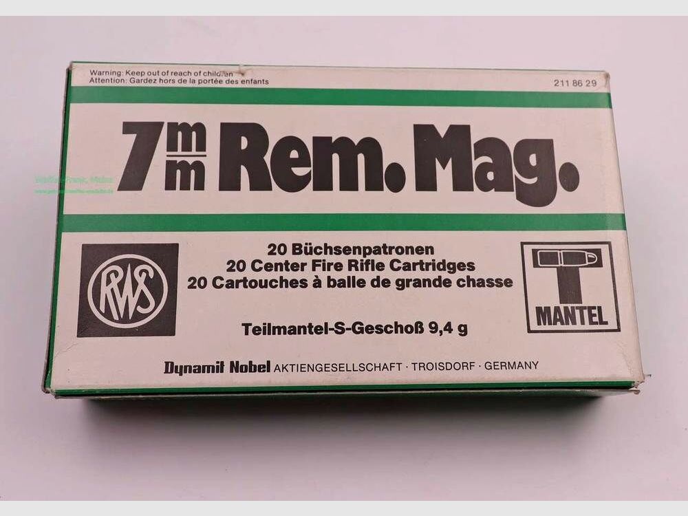 RWS (WZd.Fa.Rottweil) Büchsenpatronen 7mmRemMag