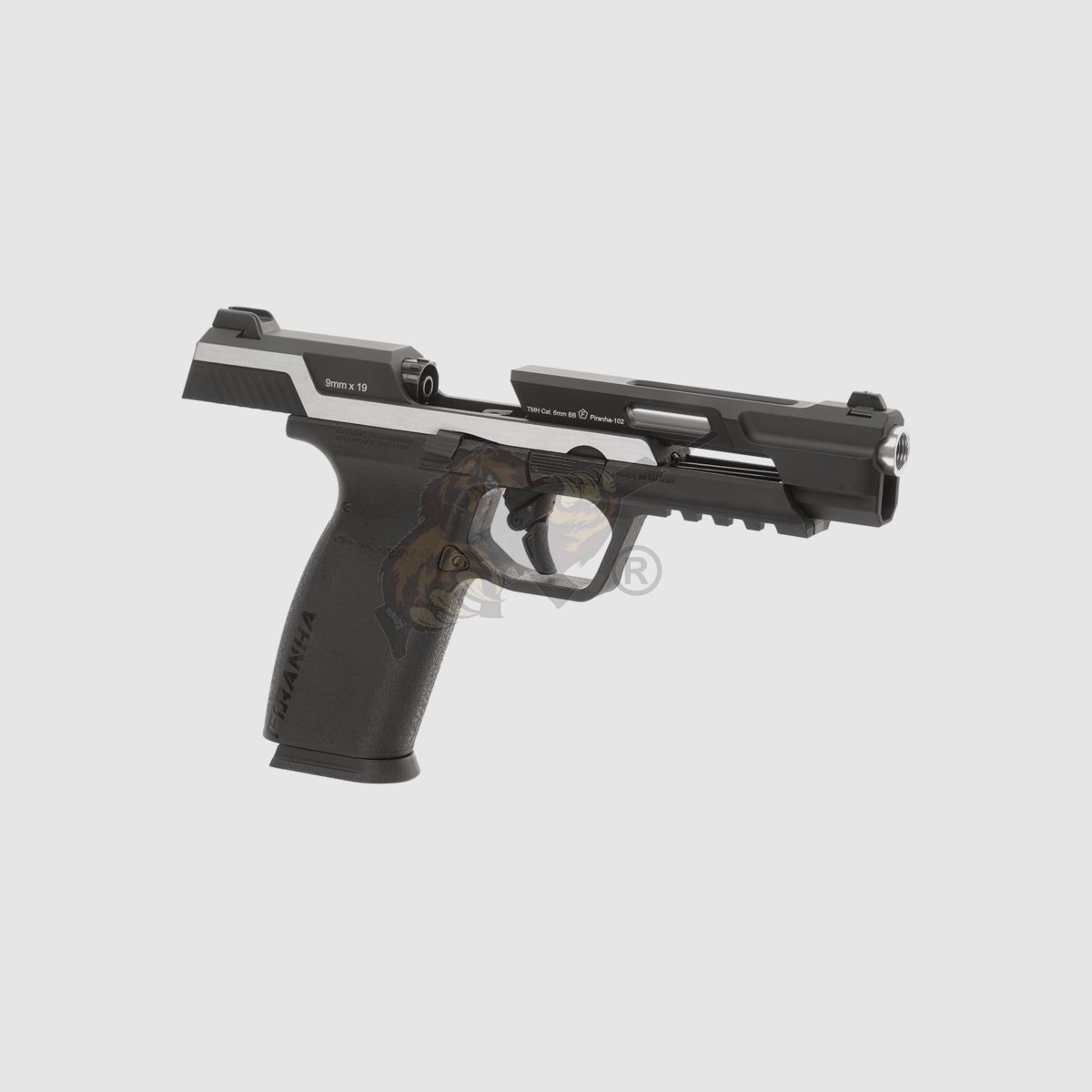 G&G Piranha Mk I GBB Airsoft Pistole in schwarz/silber -F-