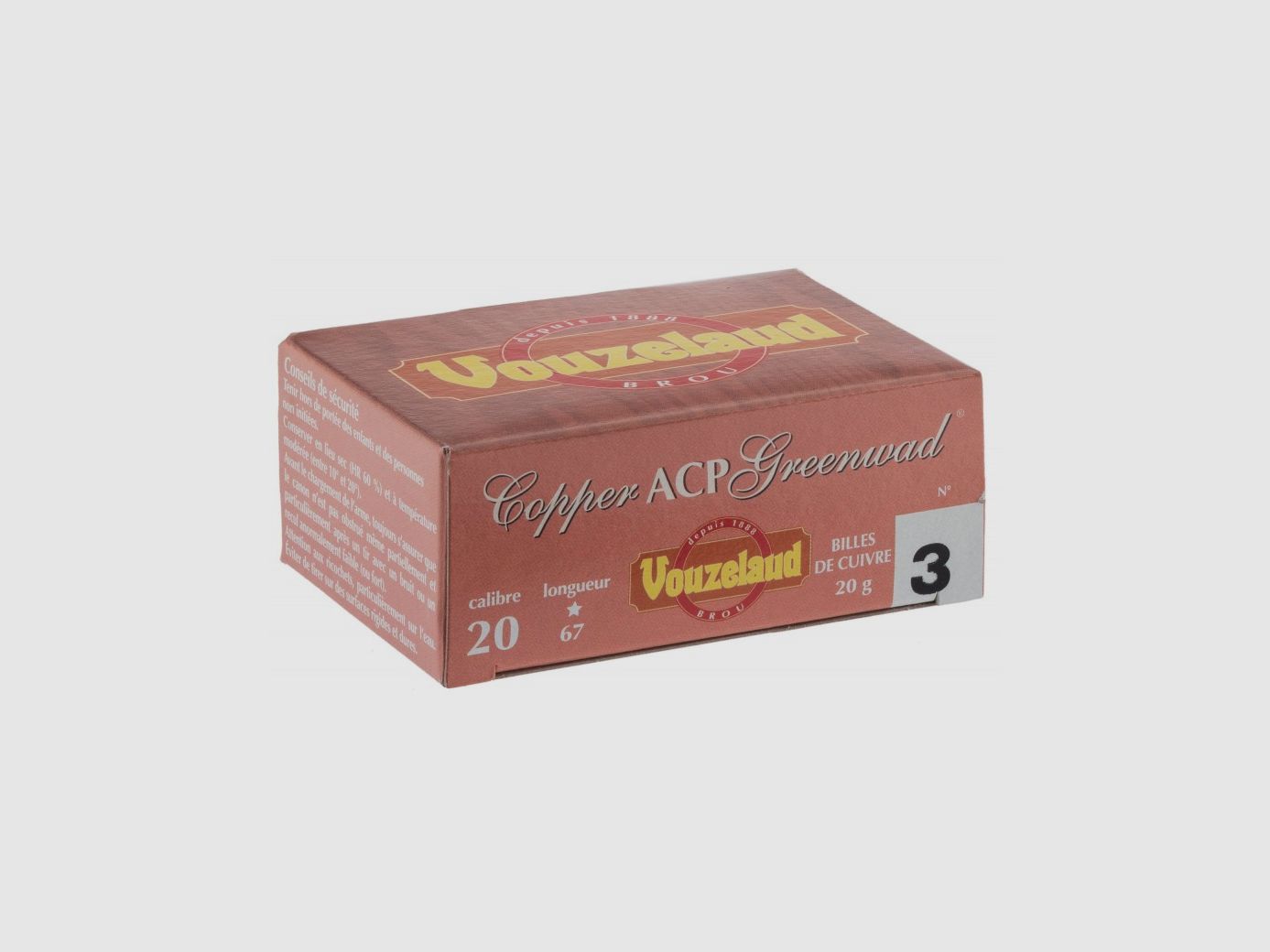 Vouzelaud Copper ACP Greenwad Plastic Tube - Kal. 20/67 N04