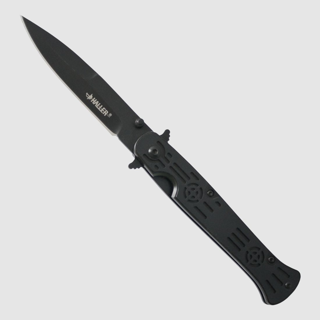 Stiletto Taschenmesser schwarz einseitig geschliffen